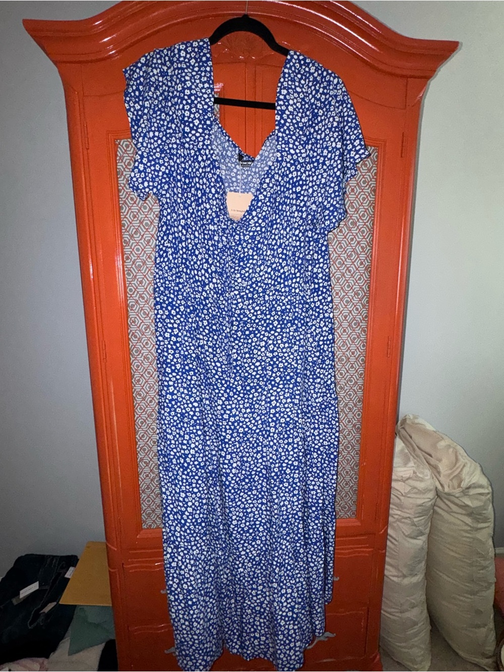 BloomChic Royal Blue Floral V-Neck Maxi Dress